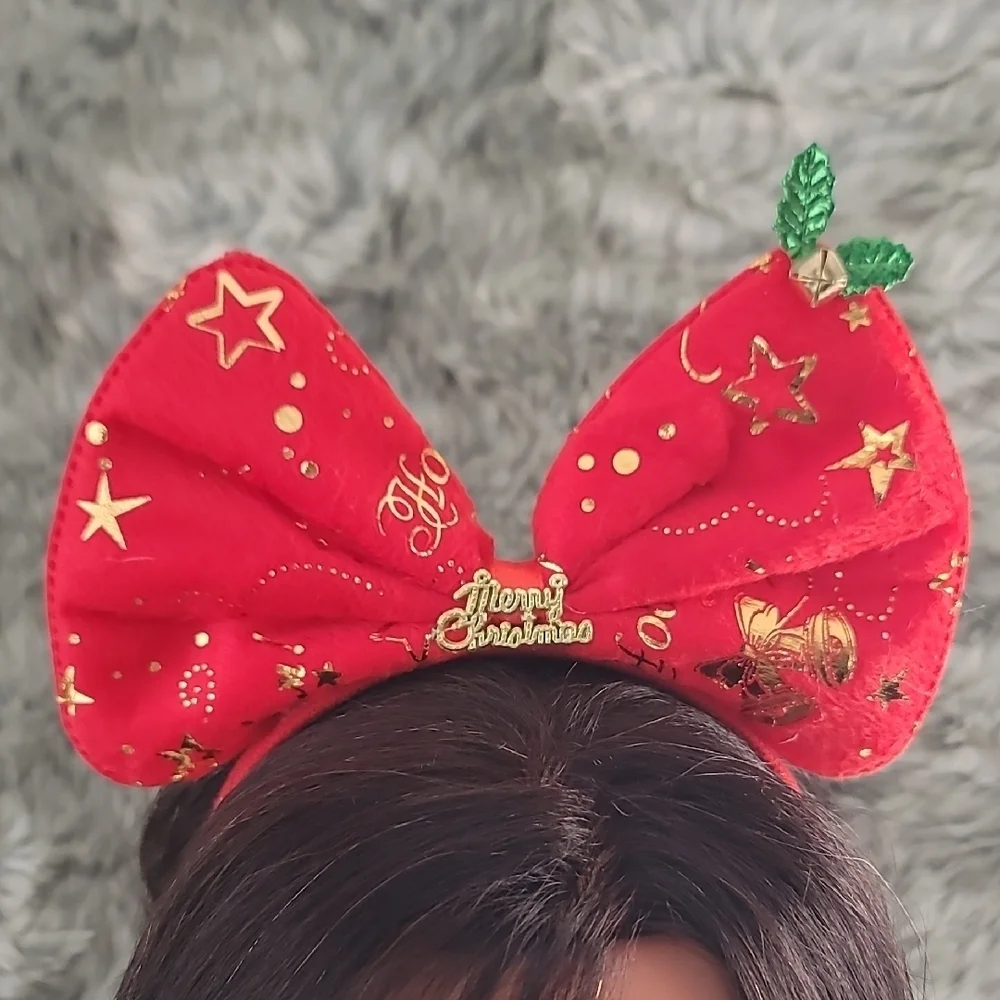 Festive Red Christmas Bow Headband